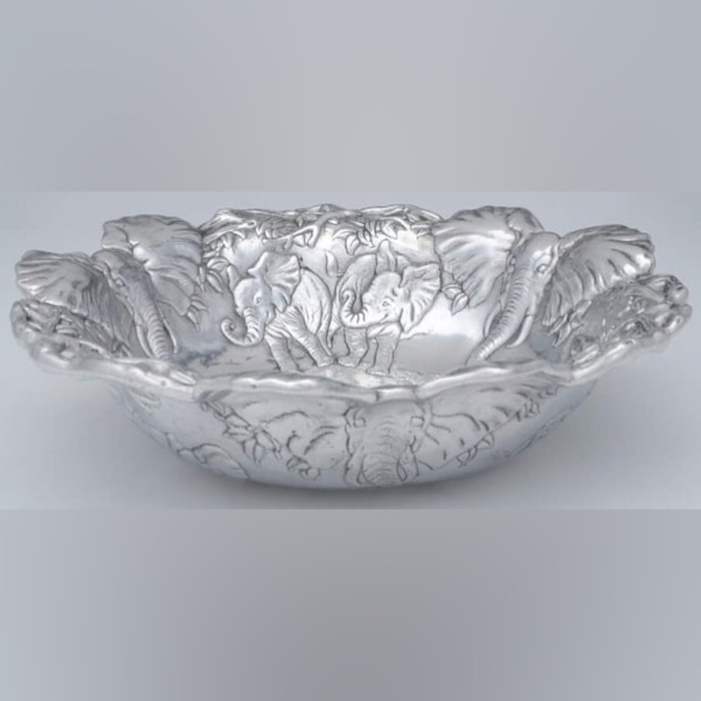 Arthur Court Elephants Large Aluminum Hollowware Bowl